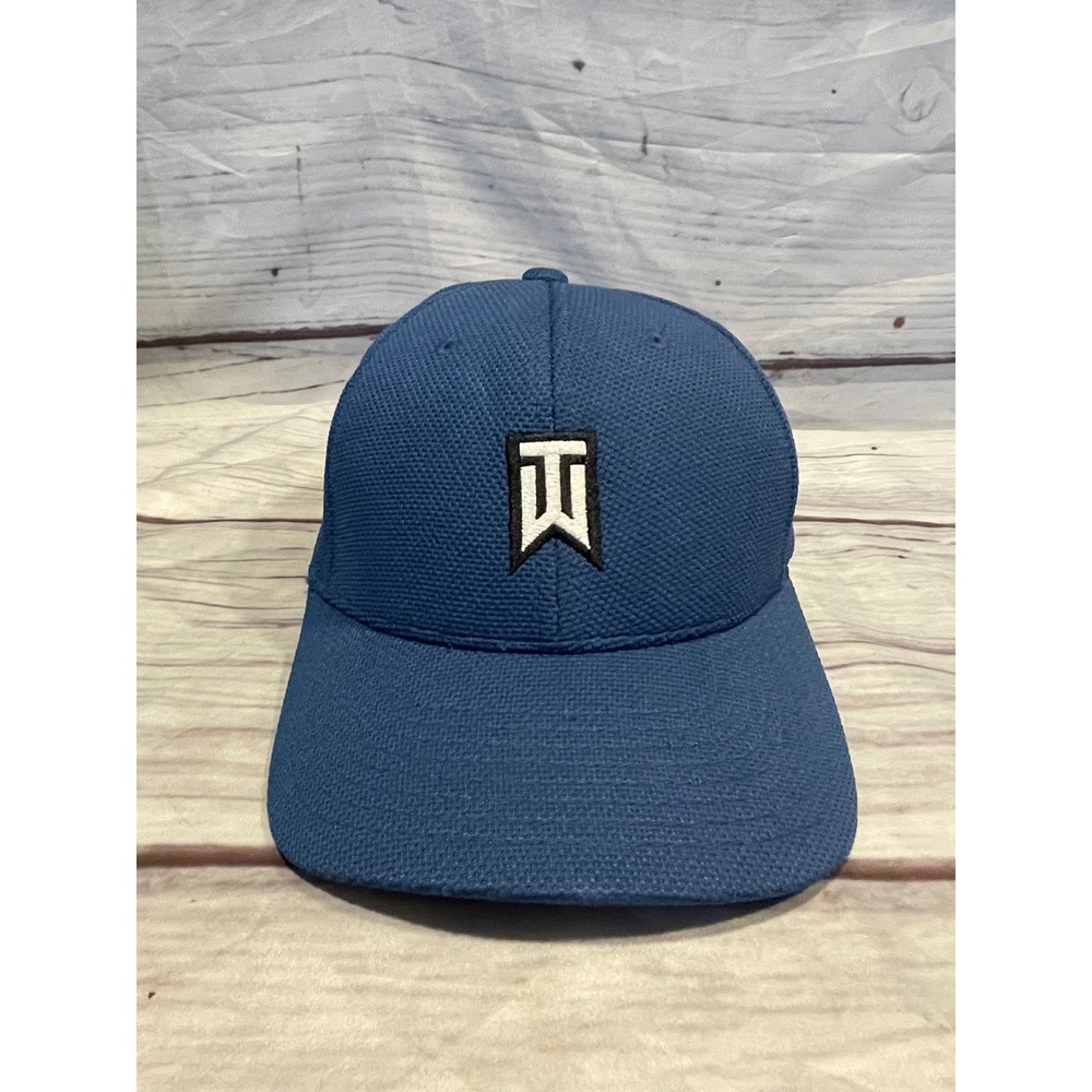 Nike Tiger Woods TW Golf Hat Blue Textured Knit FlexFit Cap S/M 595747-451
